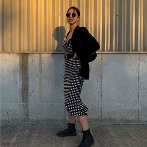 Polkadot satin midi dress